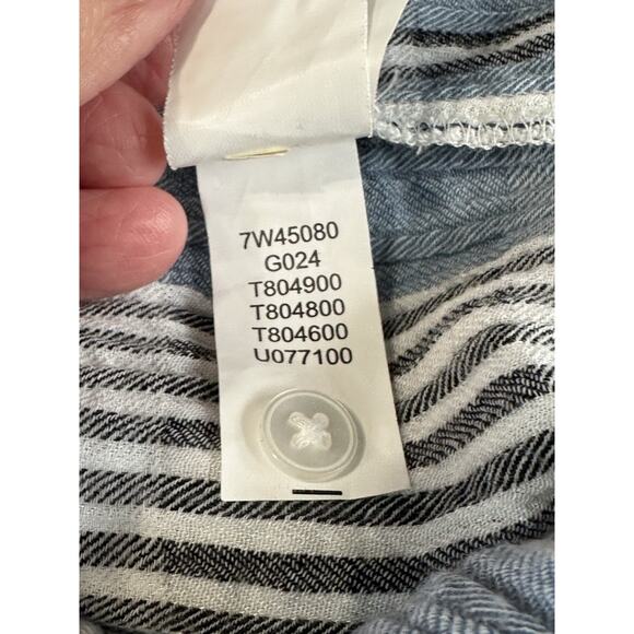 Women's Large Lucky Brand Blue Striped Long Sleeve Blouse Top V-Neck Casual - Picture 13 of 15